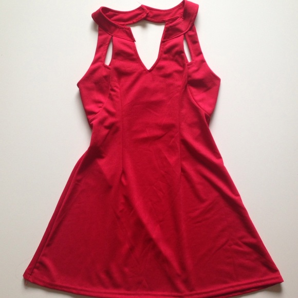 Red dress with cut out back