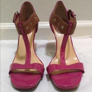 Cole Haan Magenta T-Strap Sandals