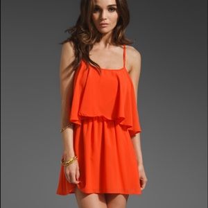 lovers + friends sun kissed dress in coral L