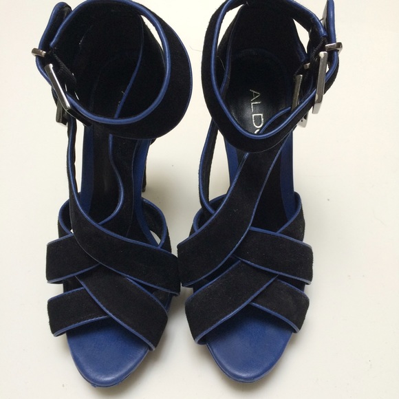 ALDO Black and Cobalt Blue 'Oh, so sexy' platforms - Picture 1 of 4