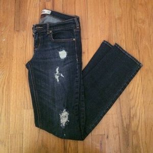 Hollister women's low rise ripped dark jeans