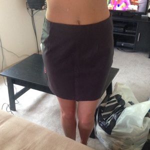 Purple high waisted leather skirt