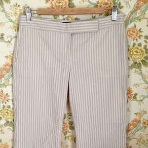 EXPRESS Editor beige cropped striped pants