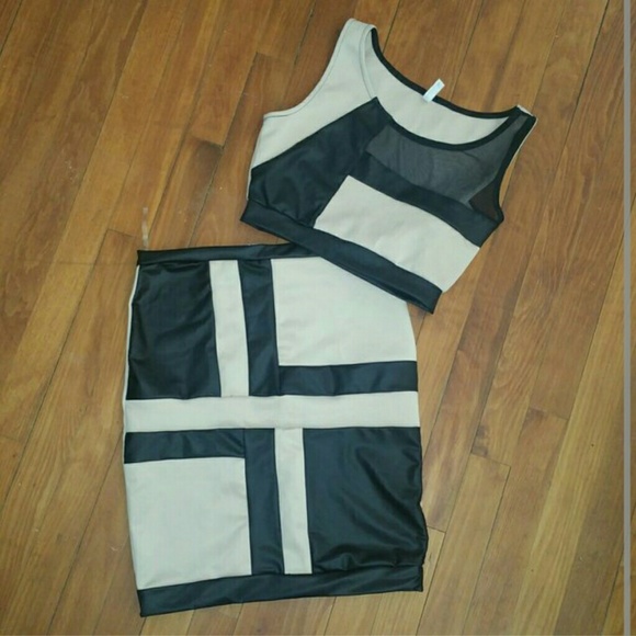 Pink Leggings & Tan top/Skirt Bundle