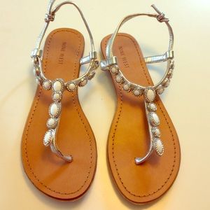 Nine West white beaded sandal