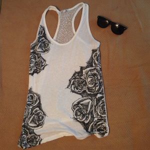Thin, white rose tank top