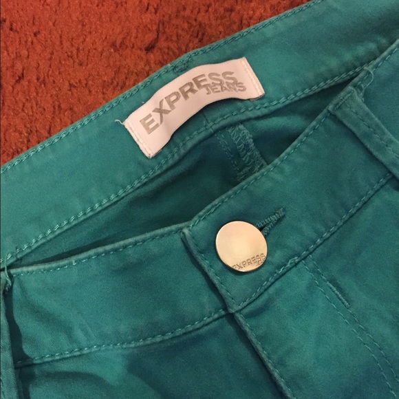 Teal colored skinny jean Express