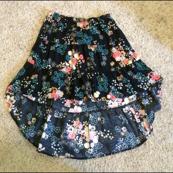 Floral high low skirt
