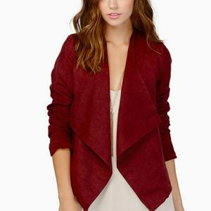 Burgundy draped jacket