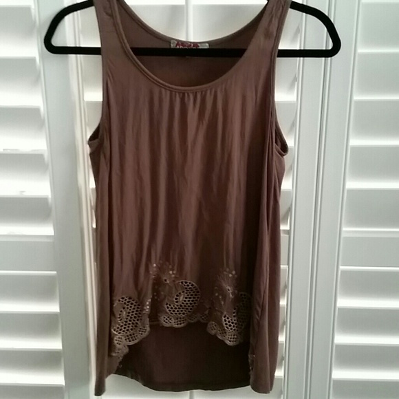 Carol Rose milk chocolate embroidered top