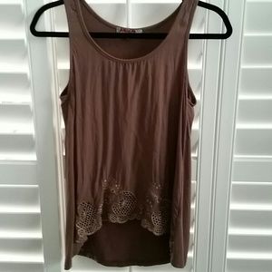 Carol Rose milk chocolate embroidered top