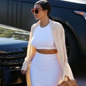 Torn by Ronny Kobo white crop top - Kim Kardashian