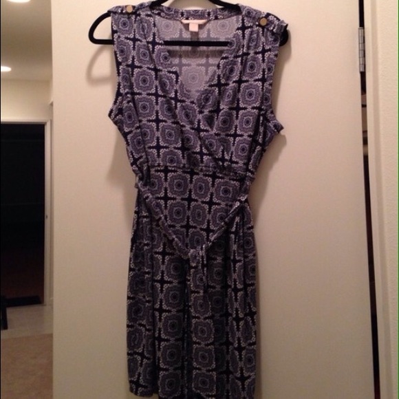 Banana Republic Navy & White print dress with belt