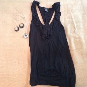 Black ruffles razorback blouse