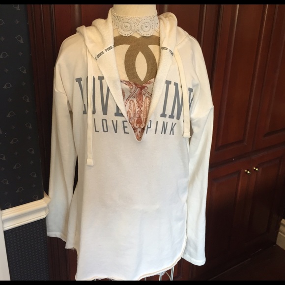 PINK Victoria's Secret Sweaters - NWOT PINK Victorias Secret White Hoodie Sweatshirt