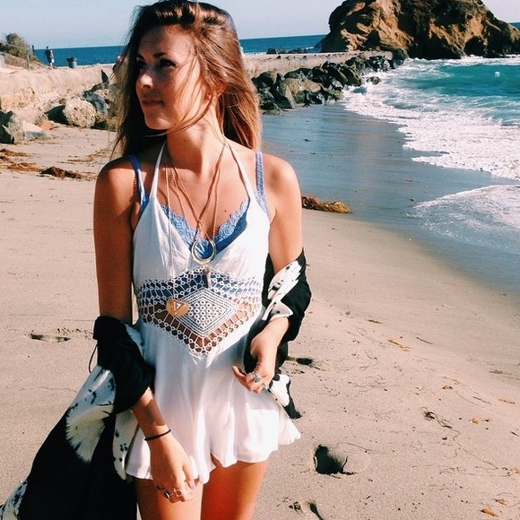 LF Other - LF white crochet diamond romper