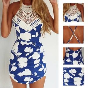 Blue and white romper