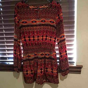 Long Sleeve Aztec Romper
