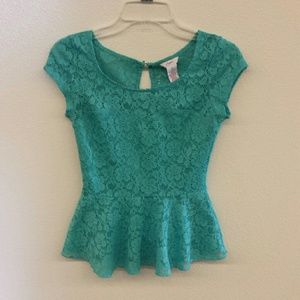 Teal Peplum Top