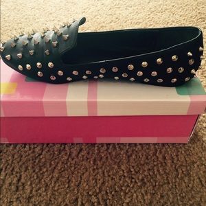 Spiked all black flats