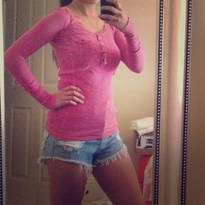 Pretty Rose Pink American Eagle Sleeved Top