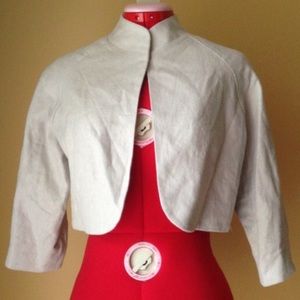 Beige Linen Cape Half Jacket