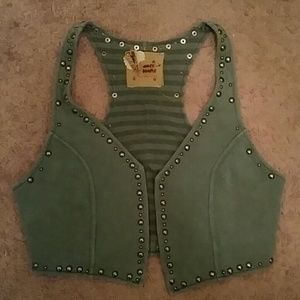 Free people green studded vest