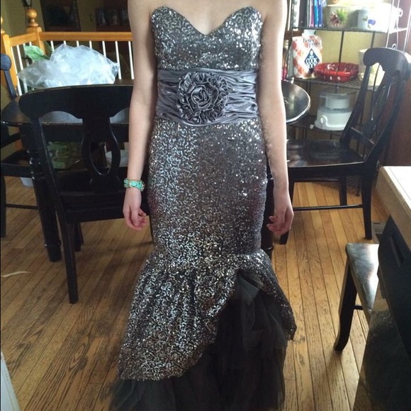 Silver Mermaid Style Prom Dress
