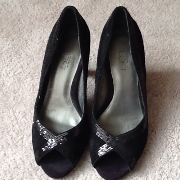 Ann Taylor Shoes - Beautiful Ann Taylor loft suede sequin black heels