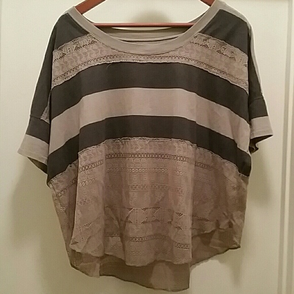 Free people striped and lace top - Picture 2 of 4