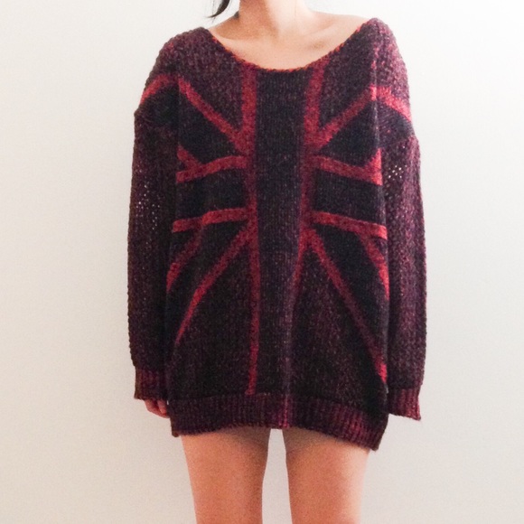 Red oversized knit sweater