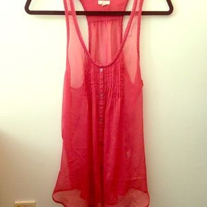 Coral Aerie Chiffon Top