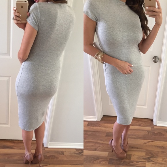 • SOLD OUT • Grey Double Layered Midi Dress - Picture 2 of 4