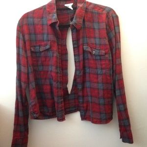 Red and blue split black flannel