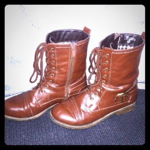 Brown combat style boots