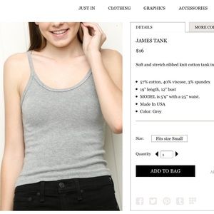 Brandy Melville Grey James Tank Top