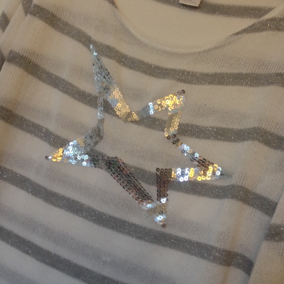 A-Symmetric Grey and White Striped Sweater - Picture 2 of 3