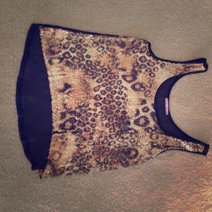 Sequin Leopard Sheer Back Tank