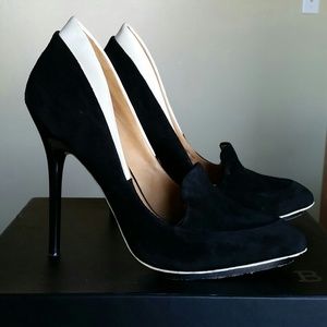 L.A.M.B. Black Suede High Heel Pumps