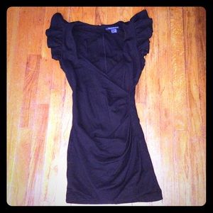 French connection black plunge front dress