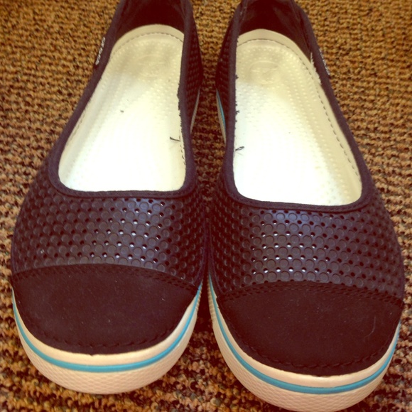 Navy blue croc shoes