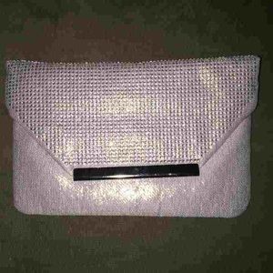 Silver bling small evening clutch bag new