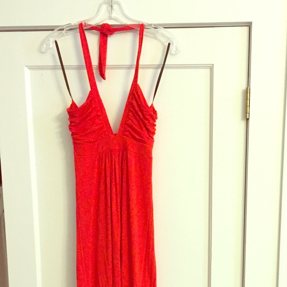 Red Bebe Halter top Maxi Dress Sz M
