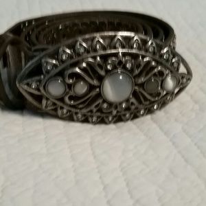 Guess brown bling belt beautiful silver buckle