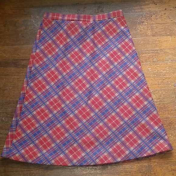 Plaid over the knee skirt