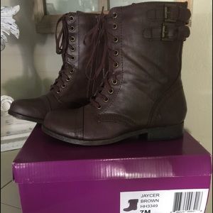 Brown combat boots