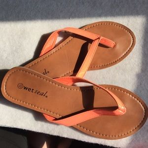 Coral flip flops