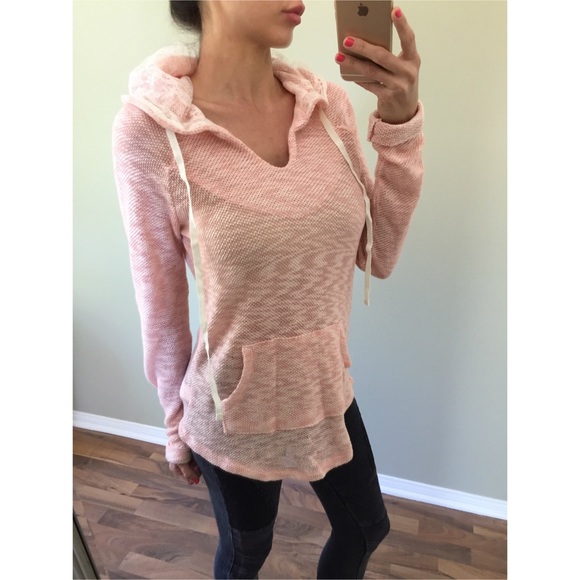 Sweaters - Reserved Baby Pink with Lace Hoodie Sweater
