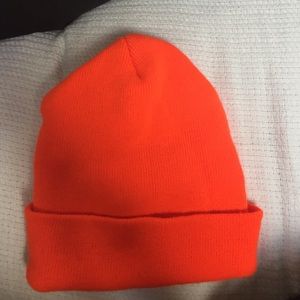 Neon orange knit beanie