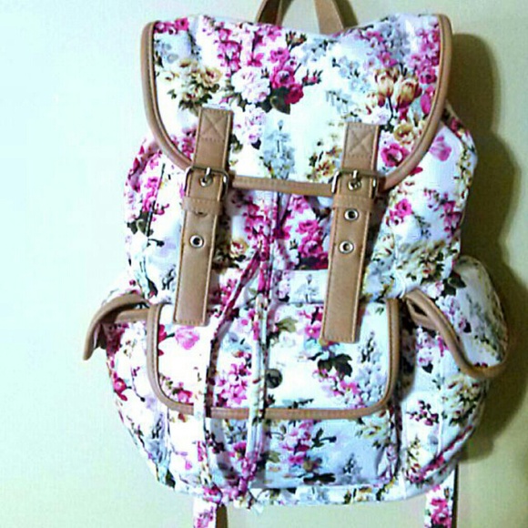 Lite pink with flower print backpack